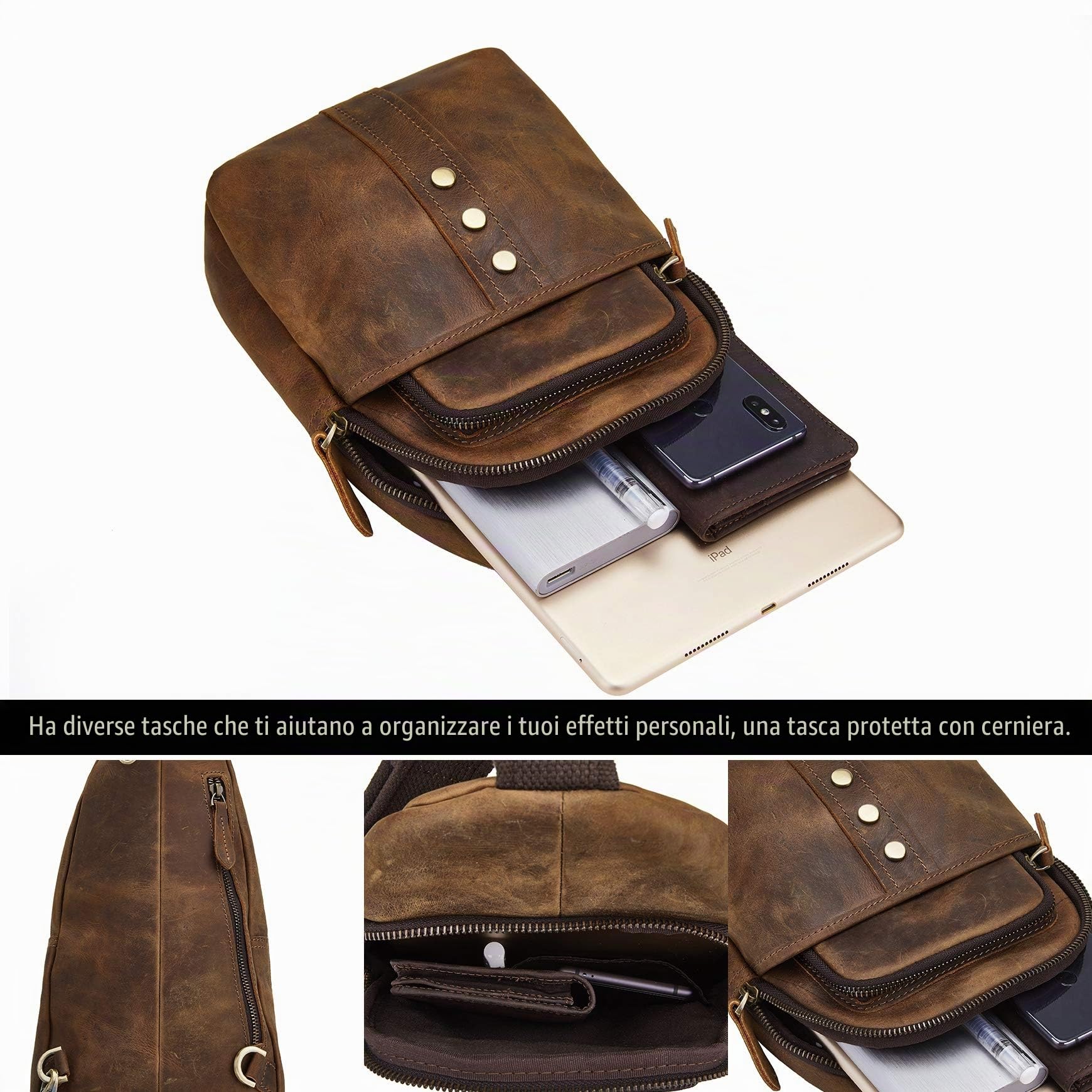 Marsupio vintage in pelle pieno fiore Marsupio a tracolla resistente all'acqua