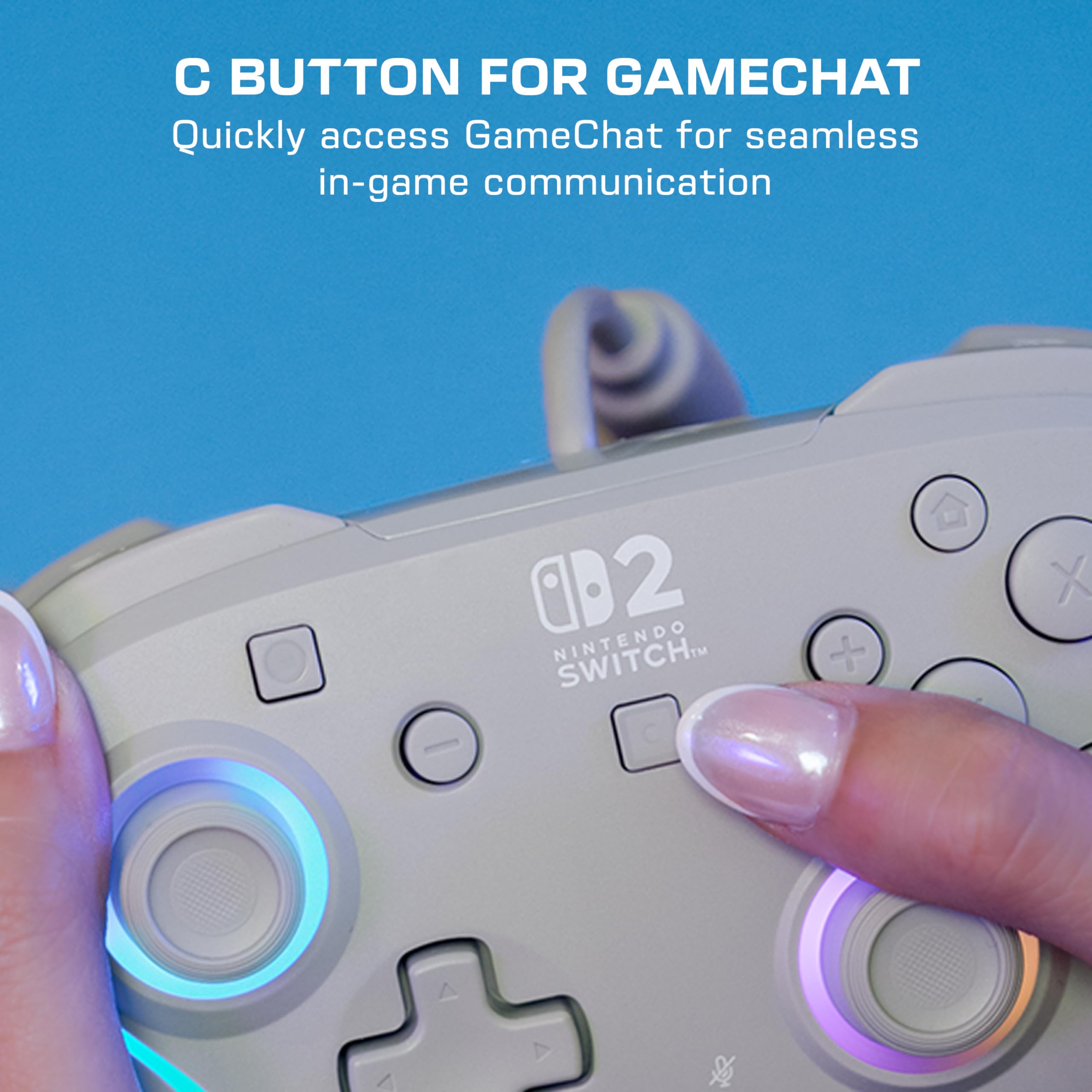 Turtle Beach Afterglow Grigio controller da gaming RGB cablato con licenza ufficiale per Nintendo Switch 2 - 5