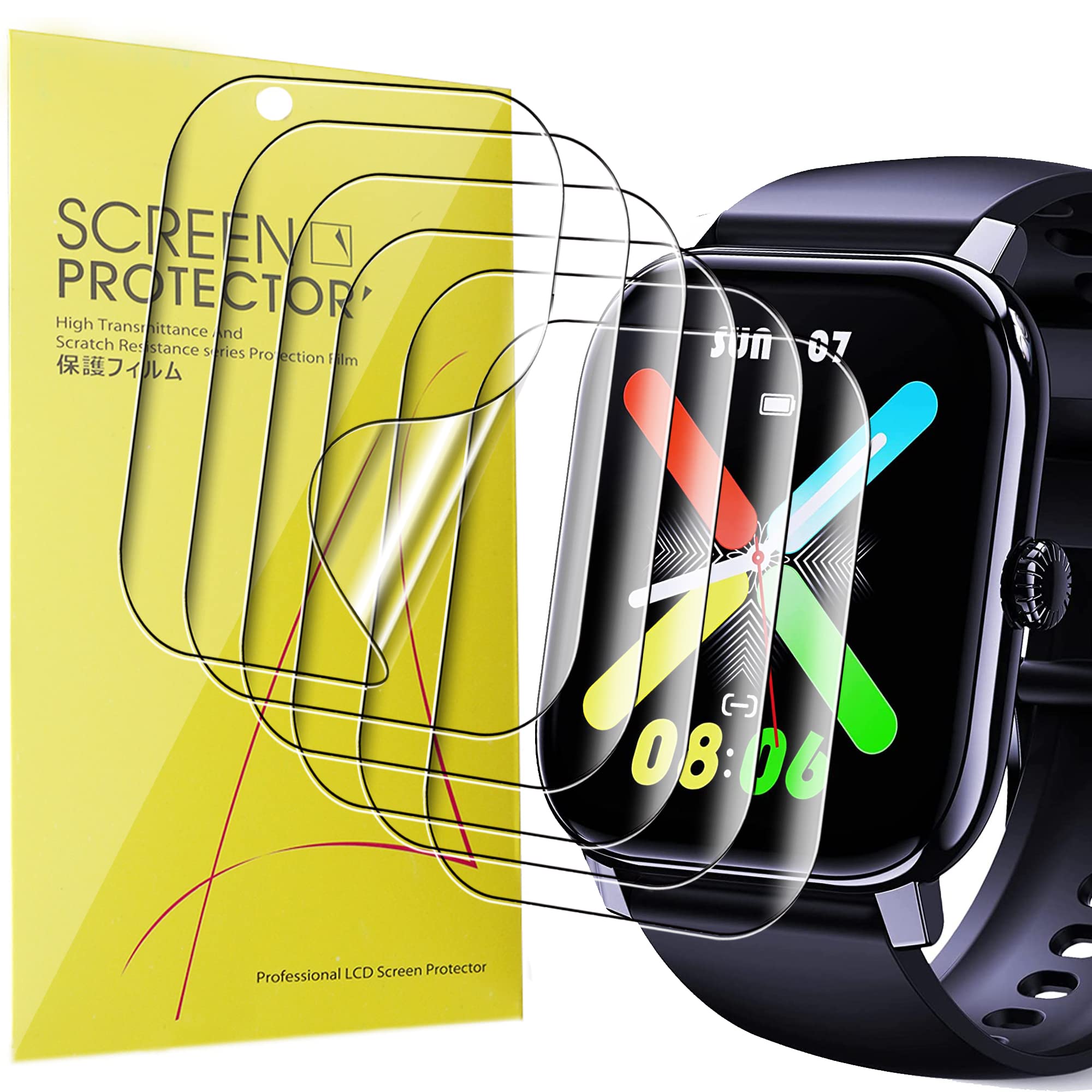 Compatible for LLKBOHA Smart Watch 1.85" Inches HD Touch Screen Screen Protector, [6 Pack] Full Coverage TPU Clear Film Compatible with LLKBOHA P75 1.85" Smart Watch