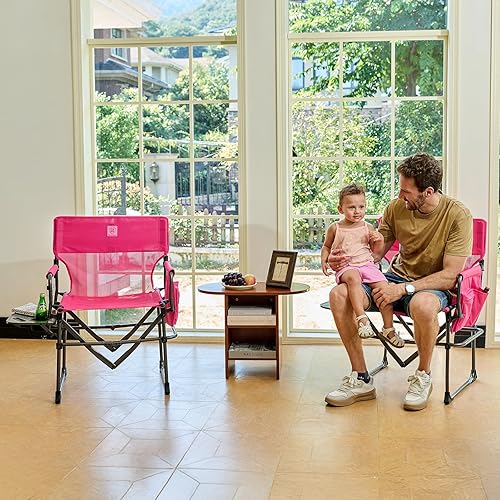 Miniatura 2 de EVER ADVANCED Silla de directores de camping con mesa auxiliar, plegable portátil con tamaño compacto, diseño transpirable y de secado rápido, silla