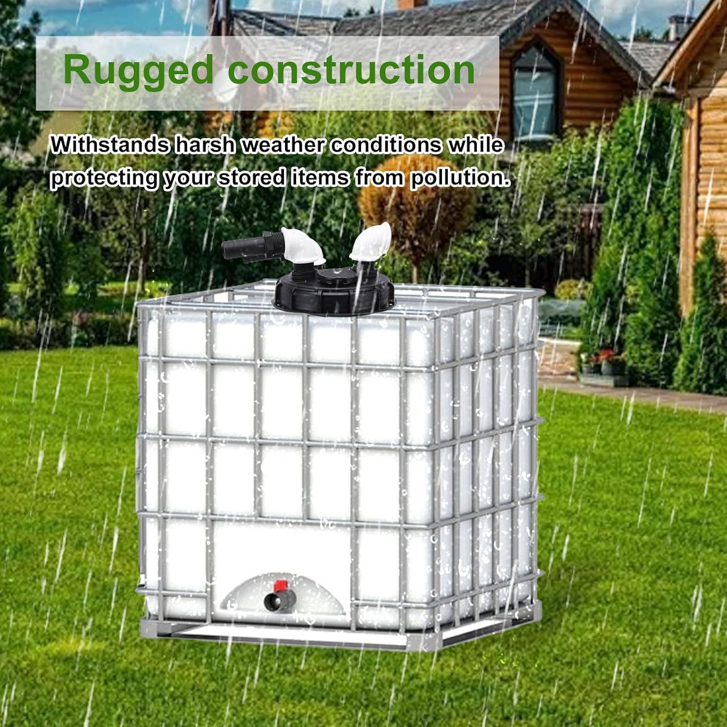 IBC Lid with Pump Connection IBC Tote Lid Cap with Vent Hole 6-7/16" 275-330 Gallons Leak Proof PP Material for Rainwater Collection Chemical Food Storage