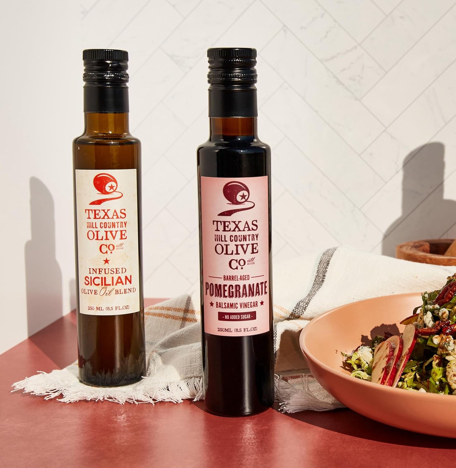 Texas Hill Country Olive Co Sicilian Infused Olive Oil - Cold Pressed Gourmet EVOO Olive Oil - Great for Dressing Dipping Marinade - No Artificial Flavors or Added Sugar - Made in Texas (8.5 Fl Oz)