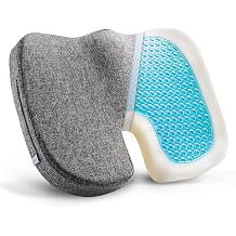 DR.DREAM Cooling Gel Memory Foam Seat Cushion for Long Sitting, U-Shaped Sciatica &amp; Tailbone Pain Relief Cushion with Removable Cover, Non-Slip Ergonomic Office Chair &amp; Car Seat Cushion (Grey)
