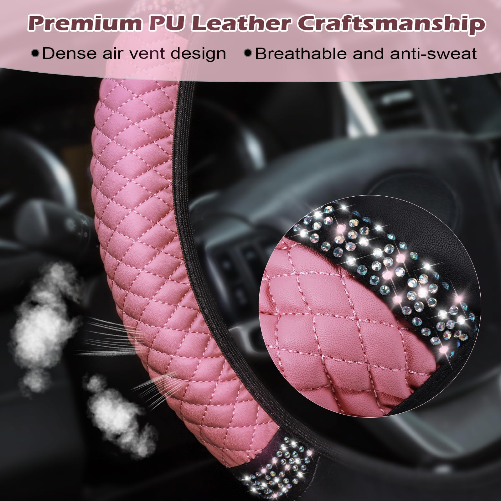 1 Pièce Voiture Caches De Volant Pour Suzuki Jimny Models,Housse De Volant De Voiture Universelle 38CM,Couvre Volant Voiture Confortable Et Respirante,Accessoires D'intérieur De Voiture