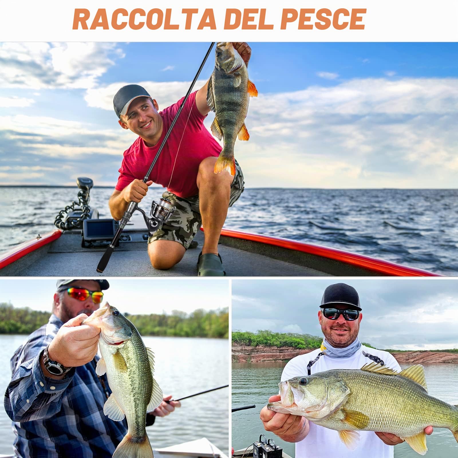 Plusinno Kit completo di canna da pesca telescopica in fibra di carbonio, mulinello BB con 12+1 cuscinetti schermati in acciaio inox, confezione da 2
