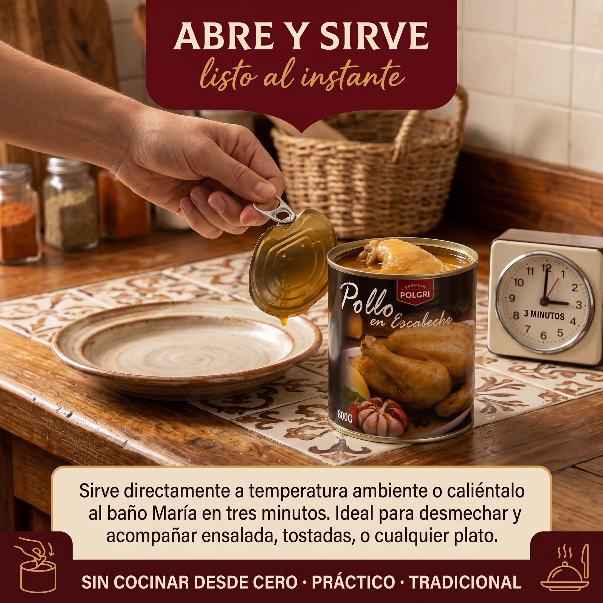 Pollo en Escabeche Polgri 800 grs. x 3 unds.