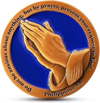 1pc Serenity Prayer Coin - Philippians 46 Do Not Be Anxious About Anything - 1.75" Antique Gold Color Plated Christian Challenge Coin - Pocket Hug Token - Bible Verse Prayer Gifts for Encouragement