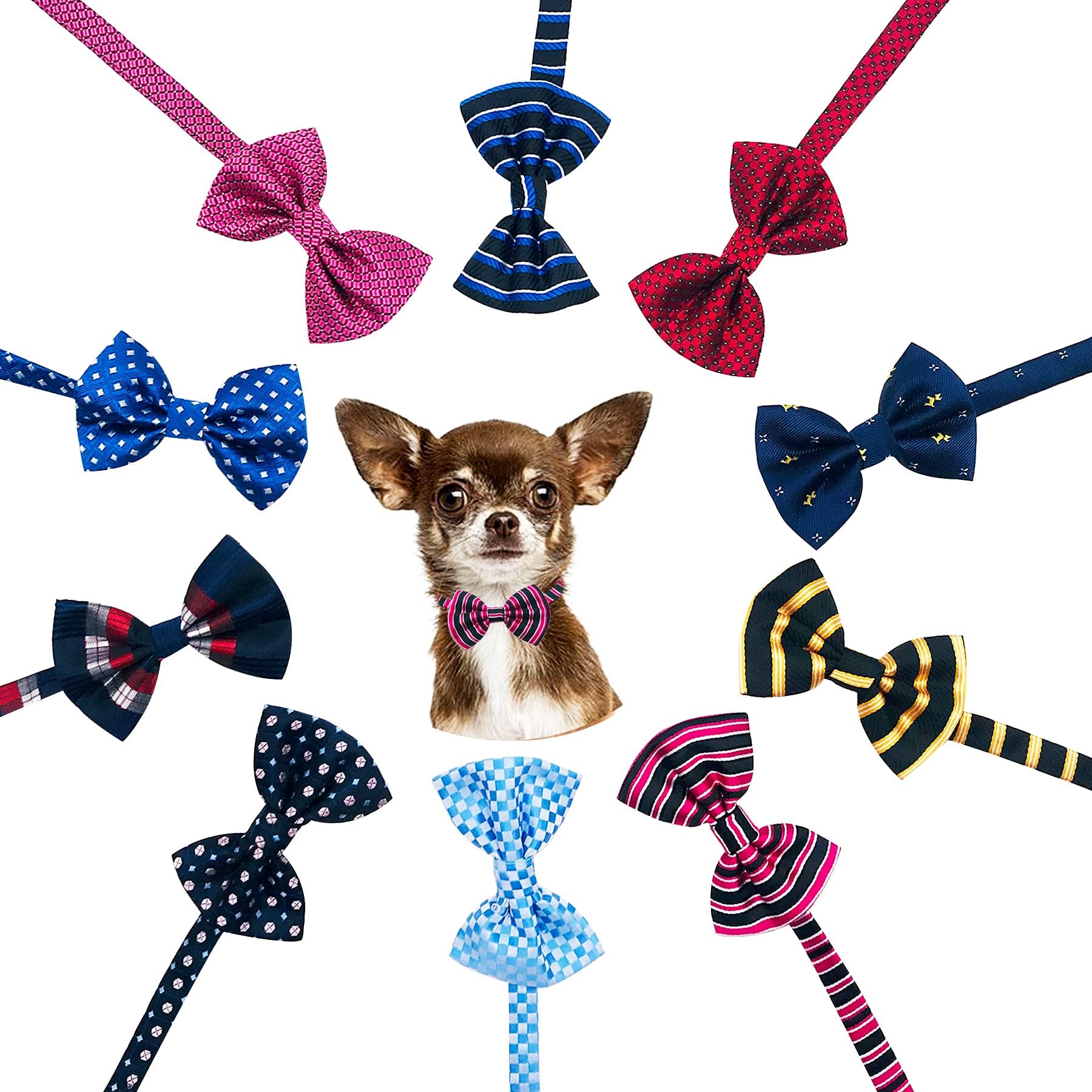 BIPY10pcs Dog Bow Ties Adjustable Cat Bowties for Small Medium Puppy Doggy Animals Birthday Gift Party Wedding Valentine's Day Festival Pets Grooming Accessories