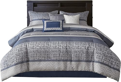 Miniatura 8 de Madison Park Juego de edredón de lujo, diseño tradicional de jacquard para todas las estaciones, falda de cama a juego, almohadas decorativas, King