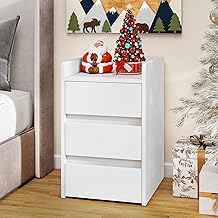 YITAHOME Bedside Table with 3 Drawers, 2 USB Ports and 2 Power Outlets, Storage Side Table, Water Resistant Sofa End for Living Room and Bedroom, 35 x 40 x 60 cm (White)