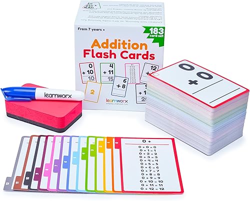 Tarjetas didácticas de adición de 1er grado 183 tarjetas de matemáticas para niños de 4 a 8 años 1er 2do y 3er grado Tarjetas flash matemáticas