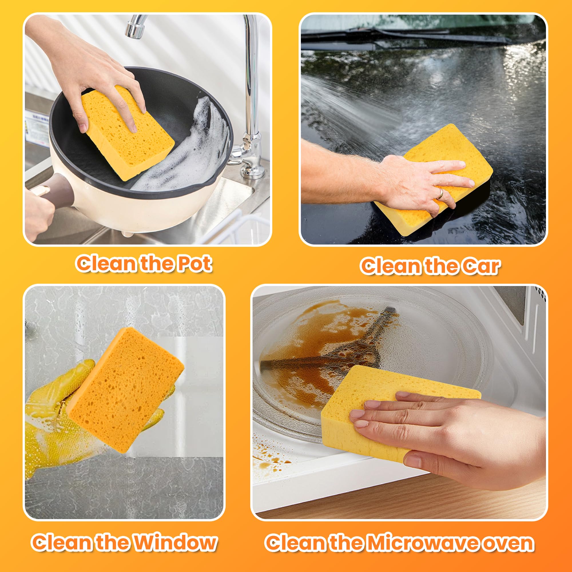 8 esponjas de cocina desplegables, esponjas naturales antiarañazos, esponjas de celulosa comprimida francesa para platos de cocina, baño, coches, esponjas de limpieza ecológicas, resistentes a