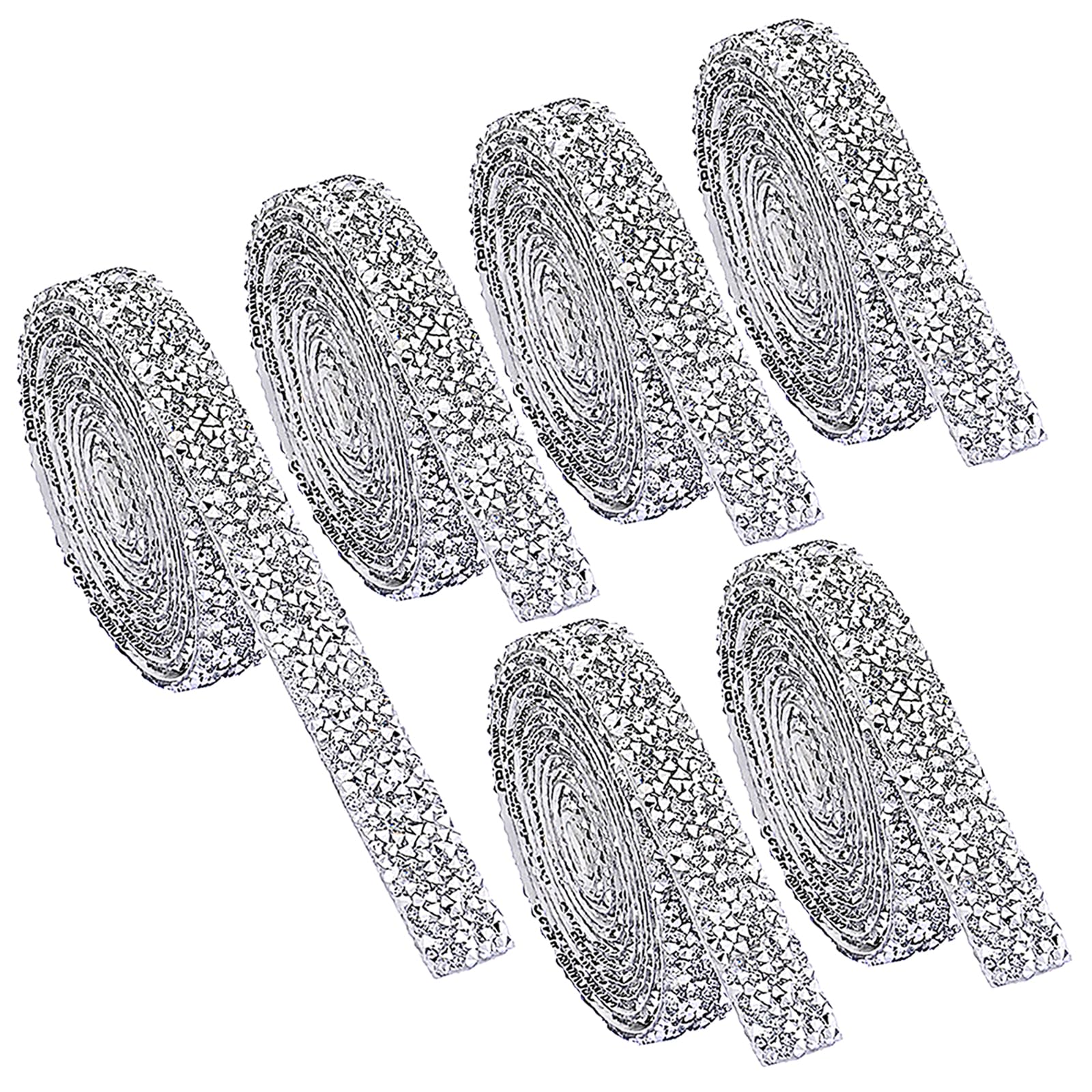 KIPTVO 6PCS Self Adhesive Rhinestone Ribbon, Silver Rhinestones Ribbon, Resin Rhinestone Glitter Ribbon, Diamantes for Crafts, for Crafts, Mirror, Wardrobe, Kitchen, Bathroom Decoration