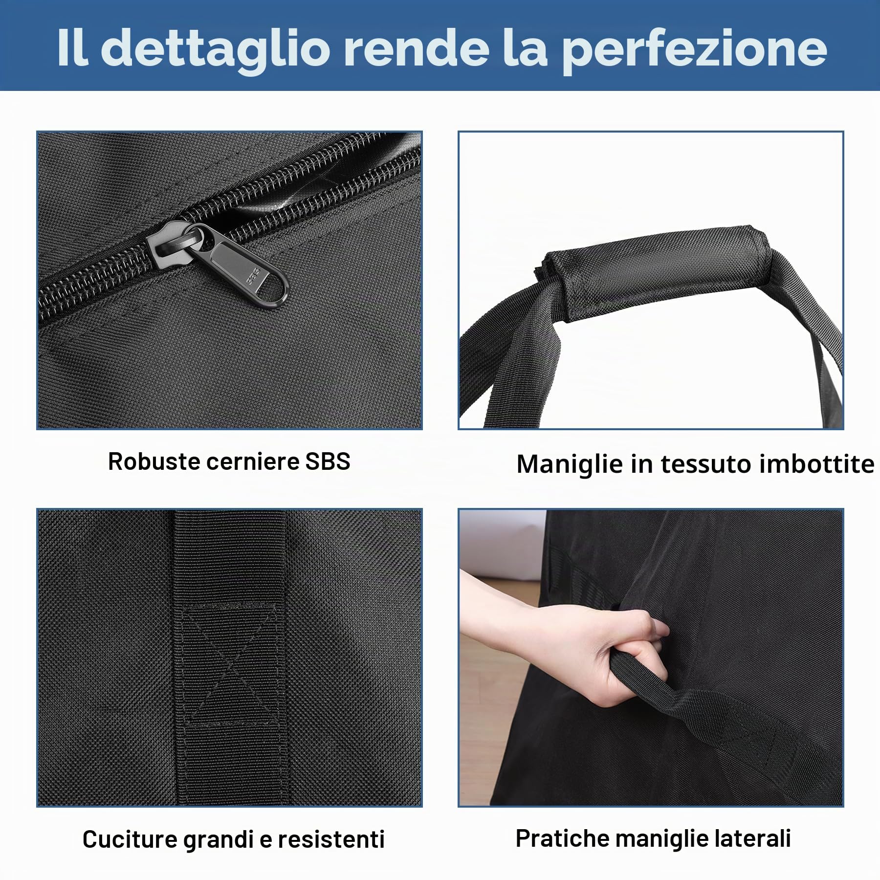 INFANZIA Borsa sportiva, borsa da viaggio extra large con cerniera migliorata, Nero , 334L (152x51x43cm), Borsa sportiva extra grande