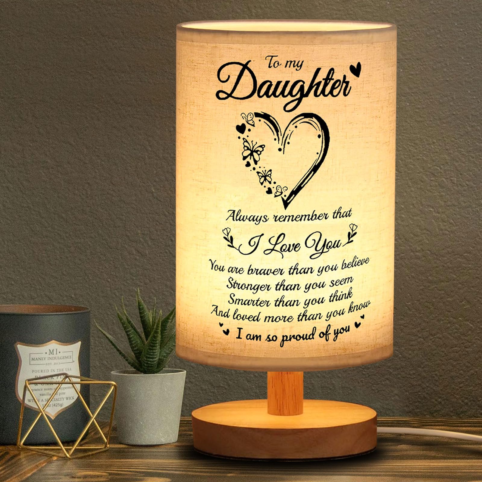 Besoamo Birthday Daughter Gifts from Mom Dad Table Lamp, Christmas Gift for Daughter from Mother Father, Night Light to My Daughter Gift for Mothers Day Graduation Anniversary Wedding