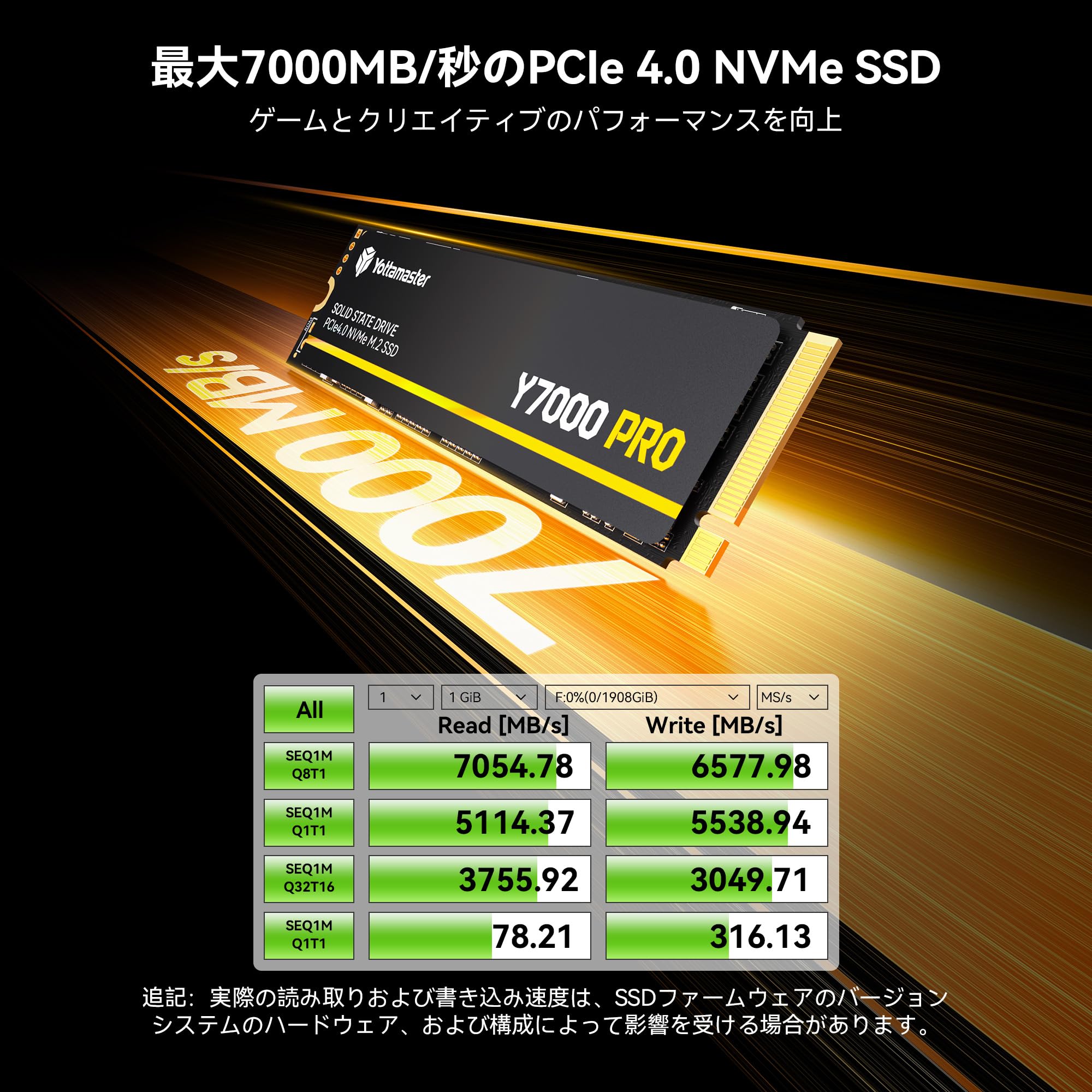 Amazon | Yottamaster 内蔵 SSD 4TB PCIe Gen4x4 M.2 NVMe 2280