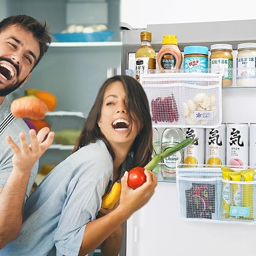 3 piezas de juego de organizador para puerta de refrigerador, bolsa de malla colgante para almacenamiento en la cocina, bolsa de clasificación de