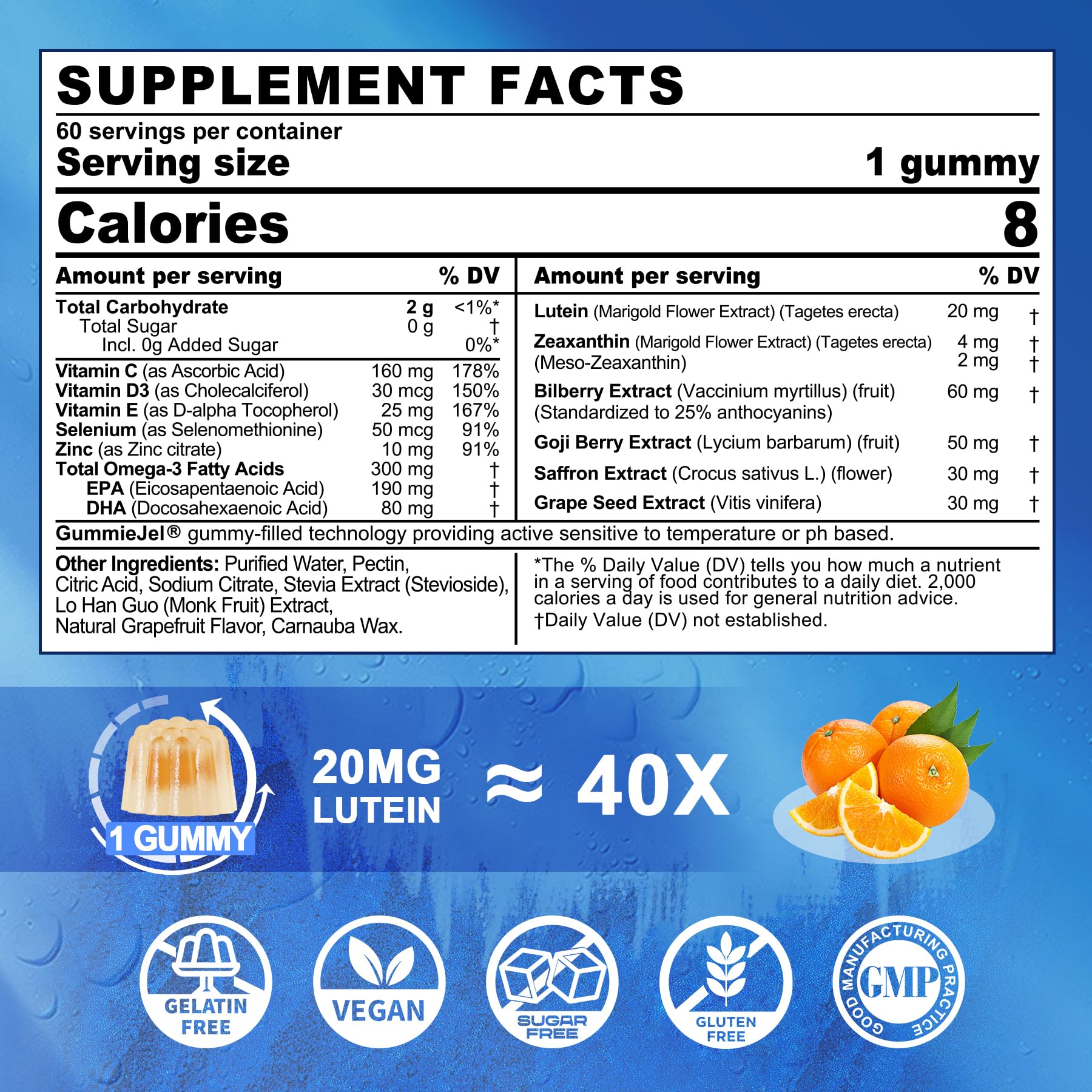 Lutein Gummies 20mg 40mg and Zeaxanthin Supplements with Omega 3 for Eyes — Amazon image 2