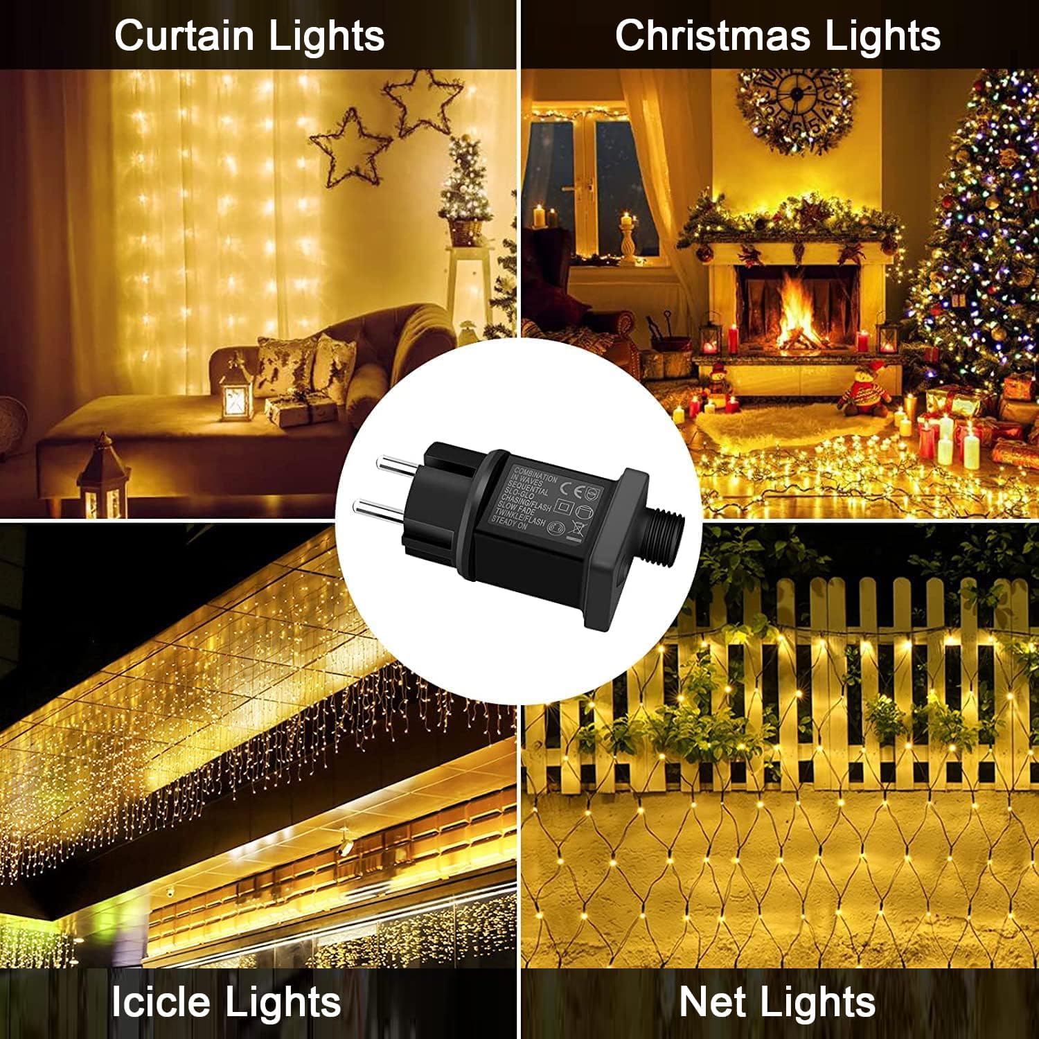 Dekofun Prise Clignotante 31V 6W Pour Guirlande Lumineuse - 9 Modes Avec Minuterie, Étanche IP44, Transformateur LED Idéal Noël