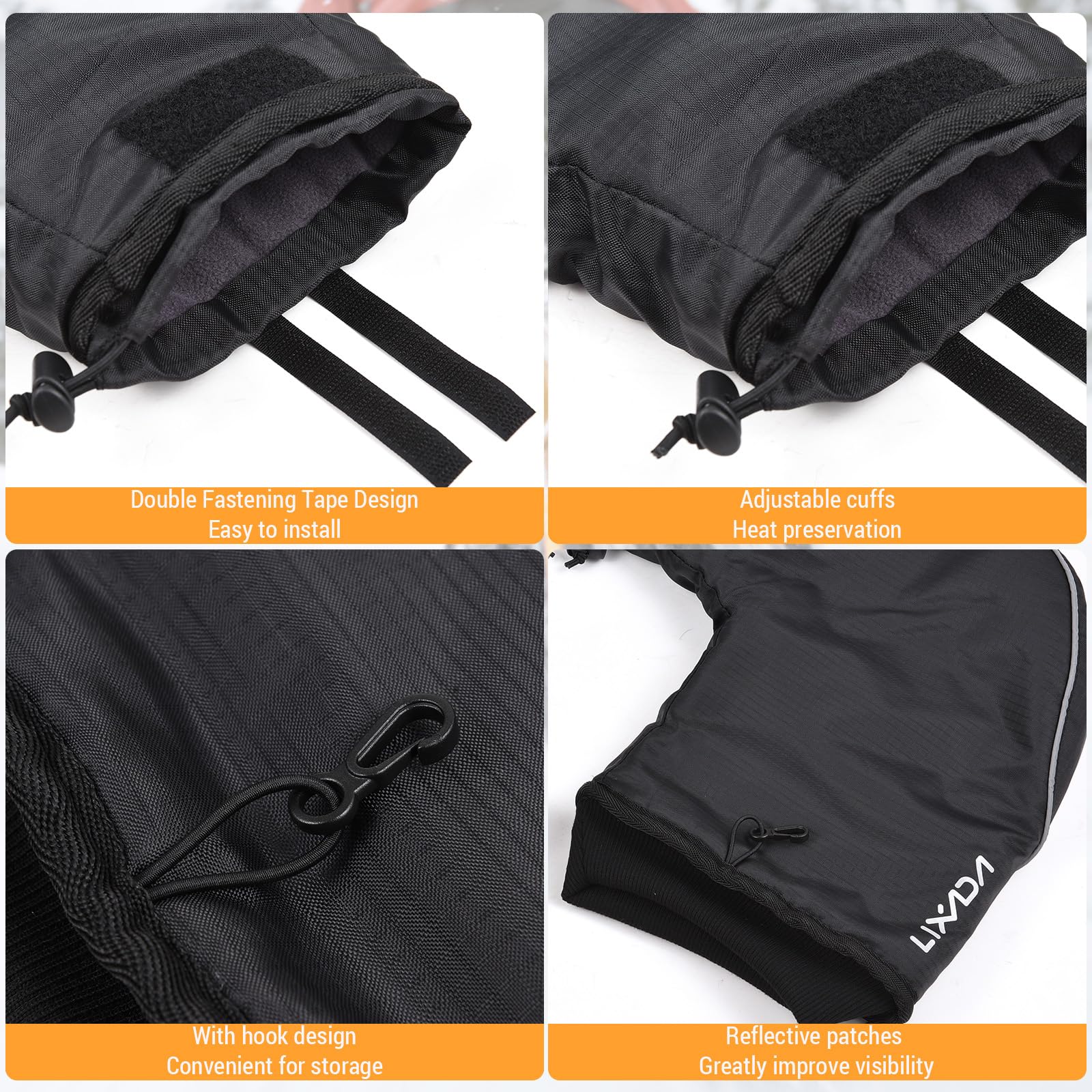 Lixada Guanti da manubrio in neoprene + impermeabili + WarmKeeper + Unisex, per manubrio moto MTB, MTB, scaldamani/coperture termiche per manubrio