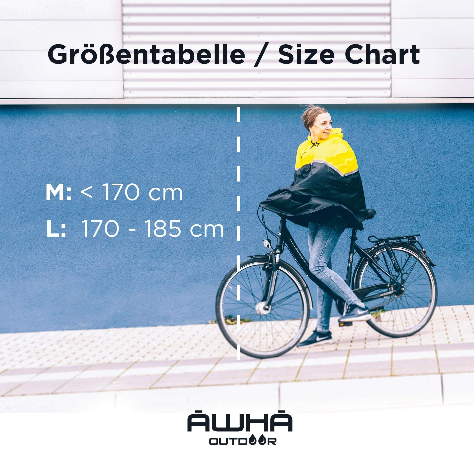 AWHA Poncho Impermeabile da Ciclismo - Poncho Antipioggia con Cappuccio con Lati Trasparenti/Fascia Riflettente/Poncho Antipioggia Uomo e Donna/Monopattino
