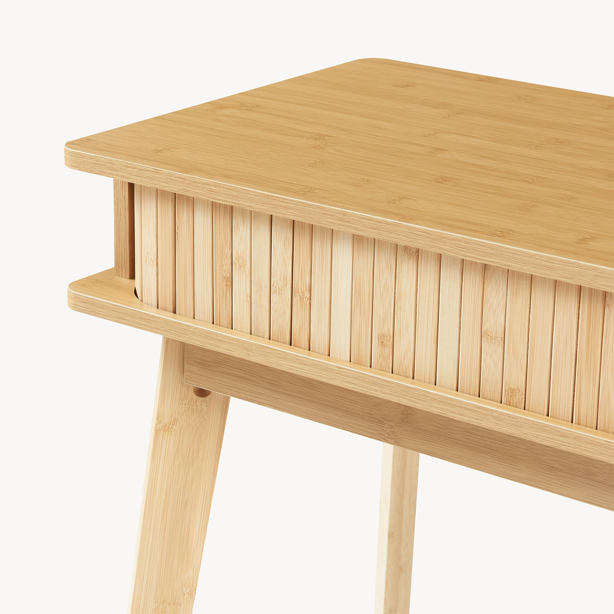 [en.casa] Tavolo a Consolle con 2 Ante Scorrevoli e Gambe in Bambù Mobile Alto Stretto Tavolo da Ingresso con Vani Chiusi per Soggiorno Studio 110 x 40 x 78 cm - Naturale
