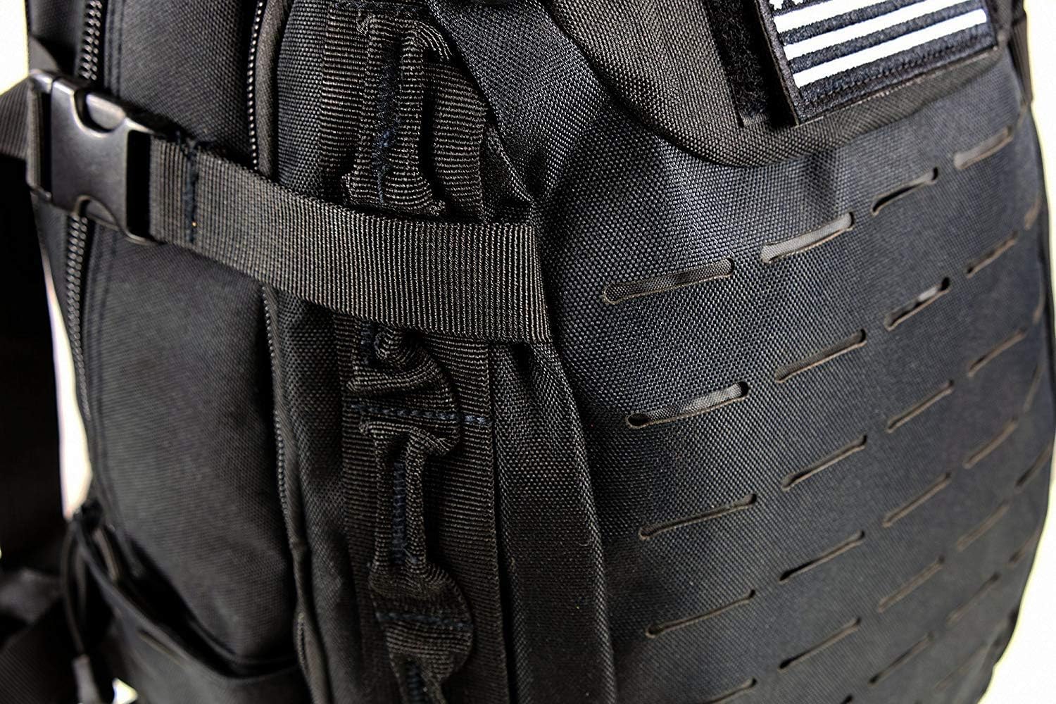 Military Army Tactical Backpack Combat 3 Day Assault Pack Molle Bag Rucksacks Camping Hunting with Flag Patches (BLACK 544, 40L)