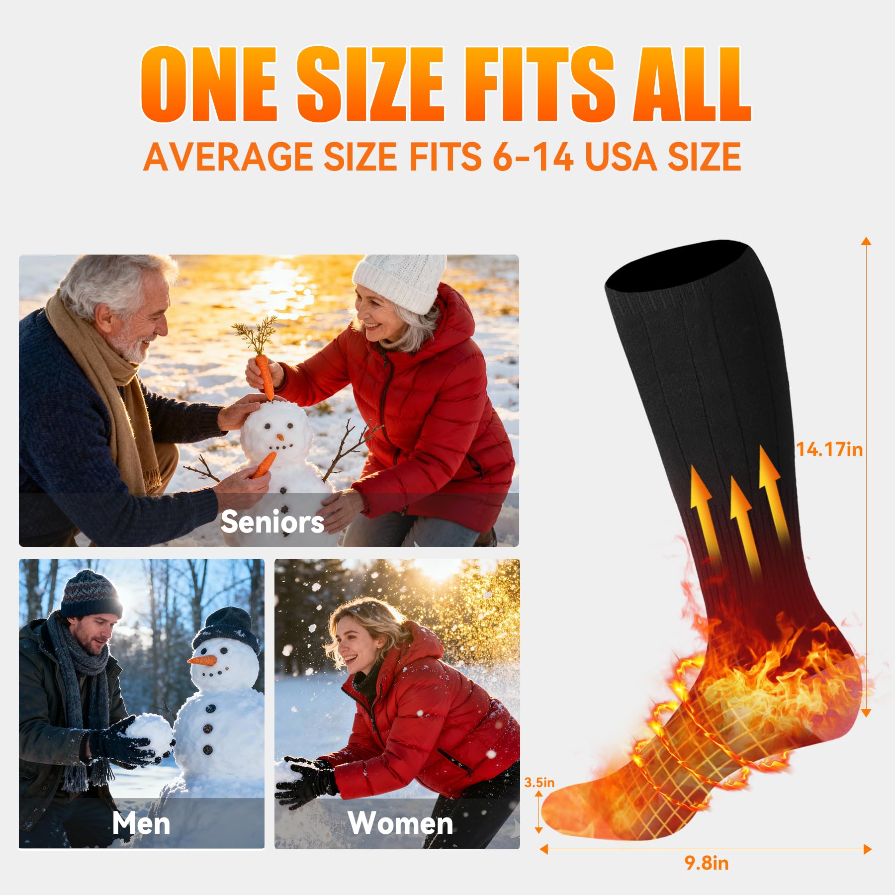 BIBURY Heated Socks For Men Women, Thermostatic Control