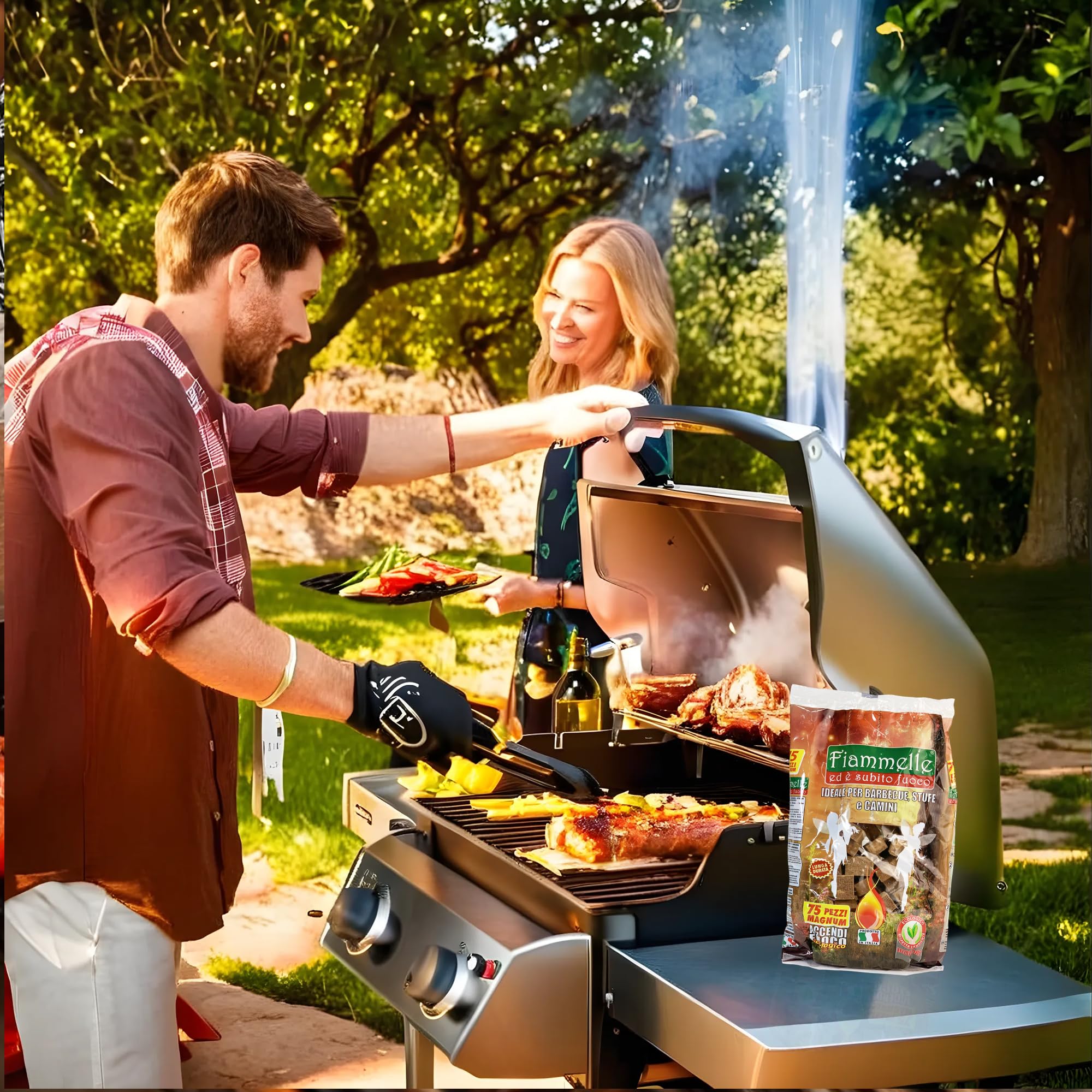 Sicignano - Allume-feu écologique Magnum - 75 pièces, solution écologique et sûre pour allumer les barbecues, poêles et cheminées de manière durable et simple