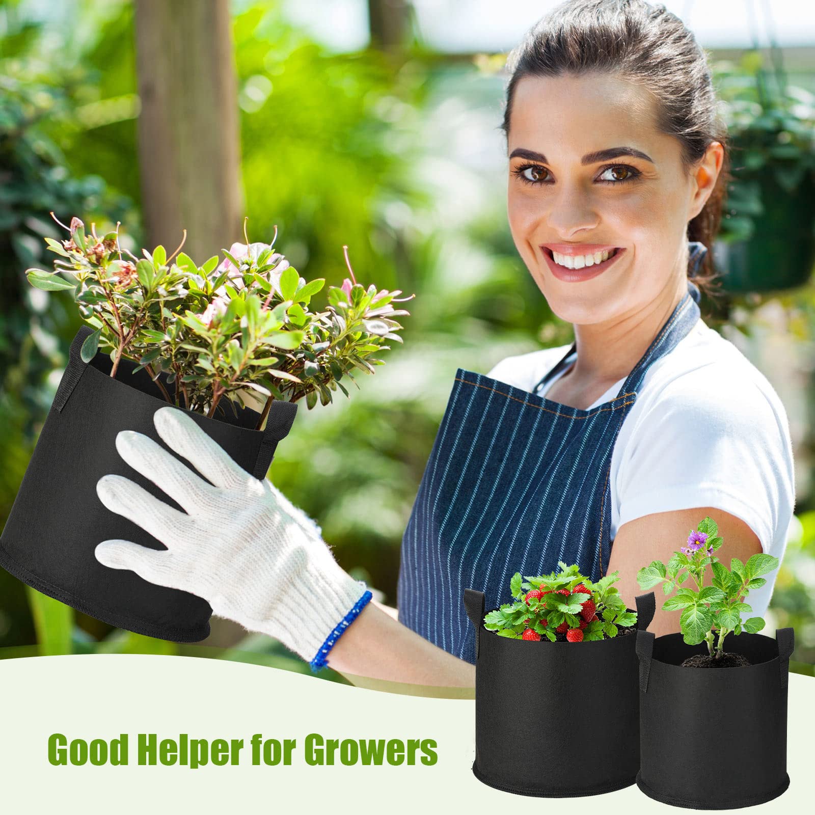 Nuenen 50 Bolsas de Cultivo para Plantas de 3 Galones con Asas Macetas de Tela de Cultivo de Aireación Bolsa de Siembra No Tejida Saco de Plantas Engrosado Resistente para Jardín Verdura Flor Frutas