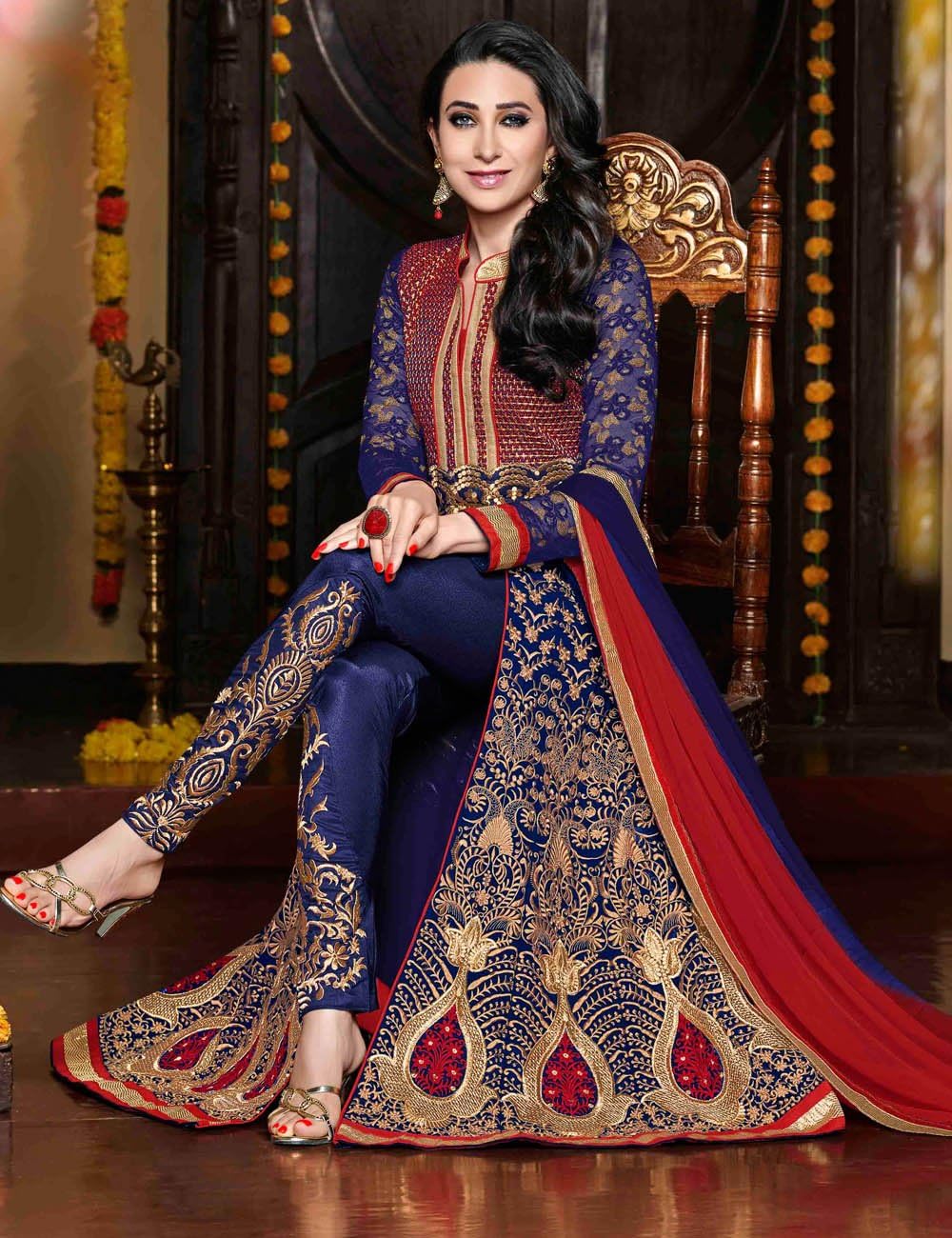 Blue Color Designer Partywear and Wedding Anarkali Suits with Churidar Salwar with Stitching