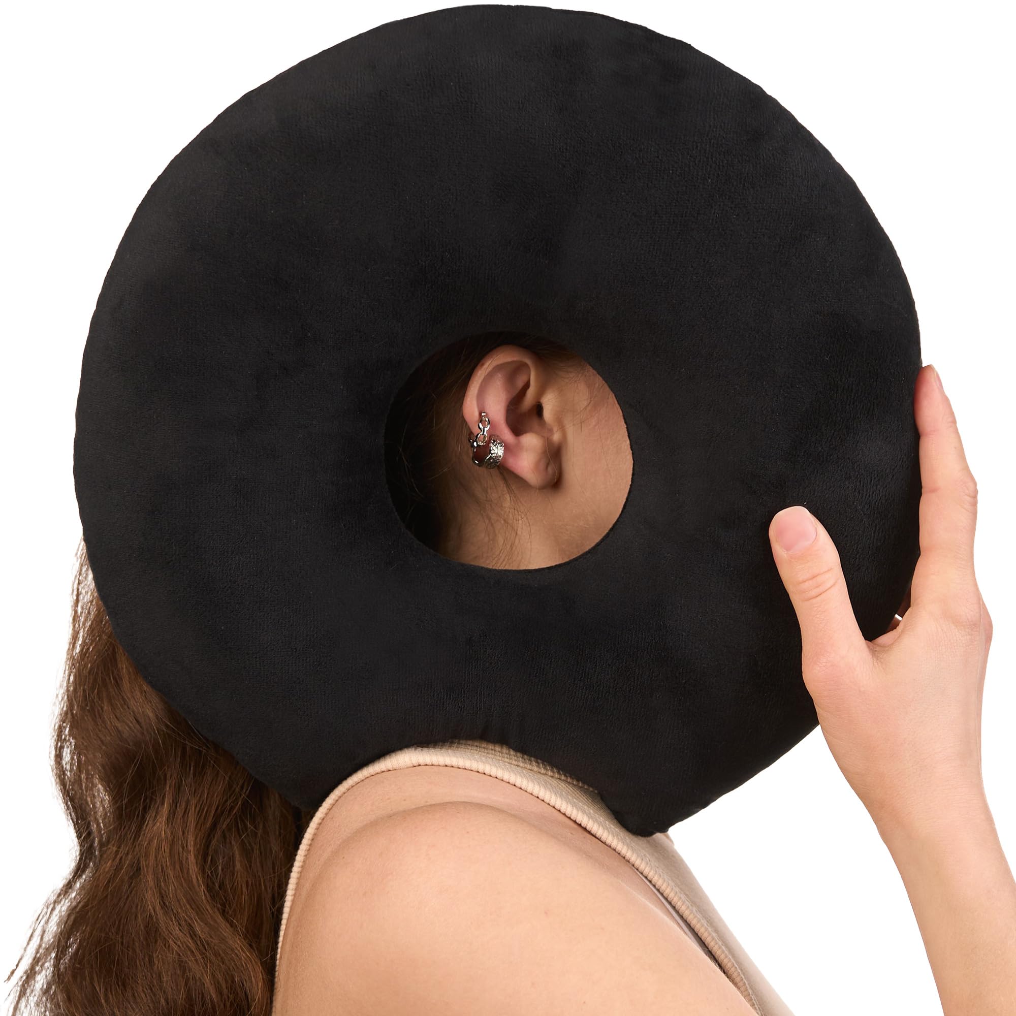 ODOXIA Ear Piercing Pillow for Side Sleepers | Donut Pillow for Ear Piercing | Cushion with Hole for CNH Relief | Adjustable Filling for Comfort | Ring Doughnut Cushion | CNH Solution