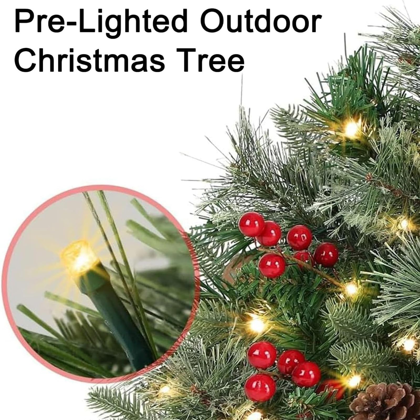 Maceta preiluminada, arbustos navideños, maceta de Navidad para exteriores, decoración de Navidad con estaca de trípode con luces LED