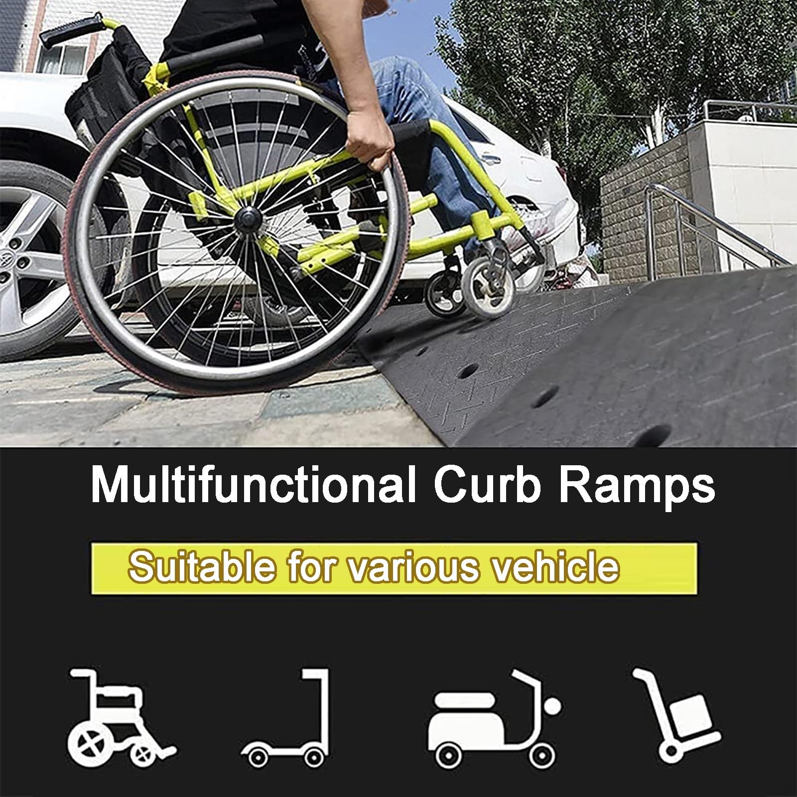 Rampa Per Marciapiede Portatile - 500x130x30 Mm, Antiscivolo, Per Auto, Bici, Carrelli - Foto 10