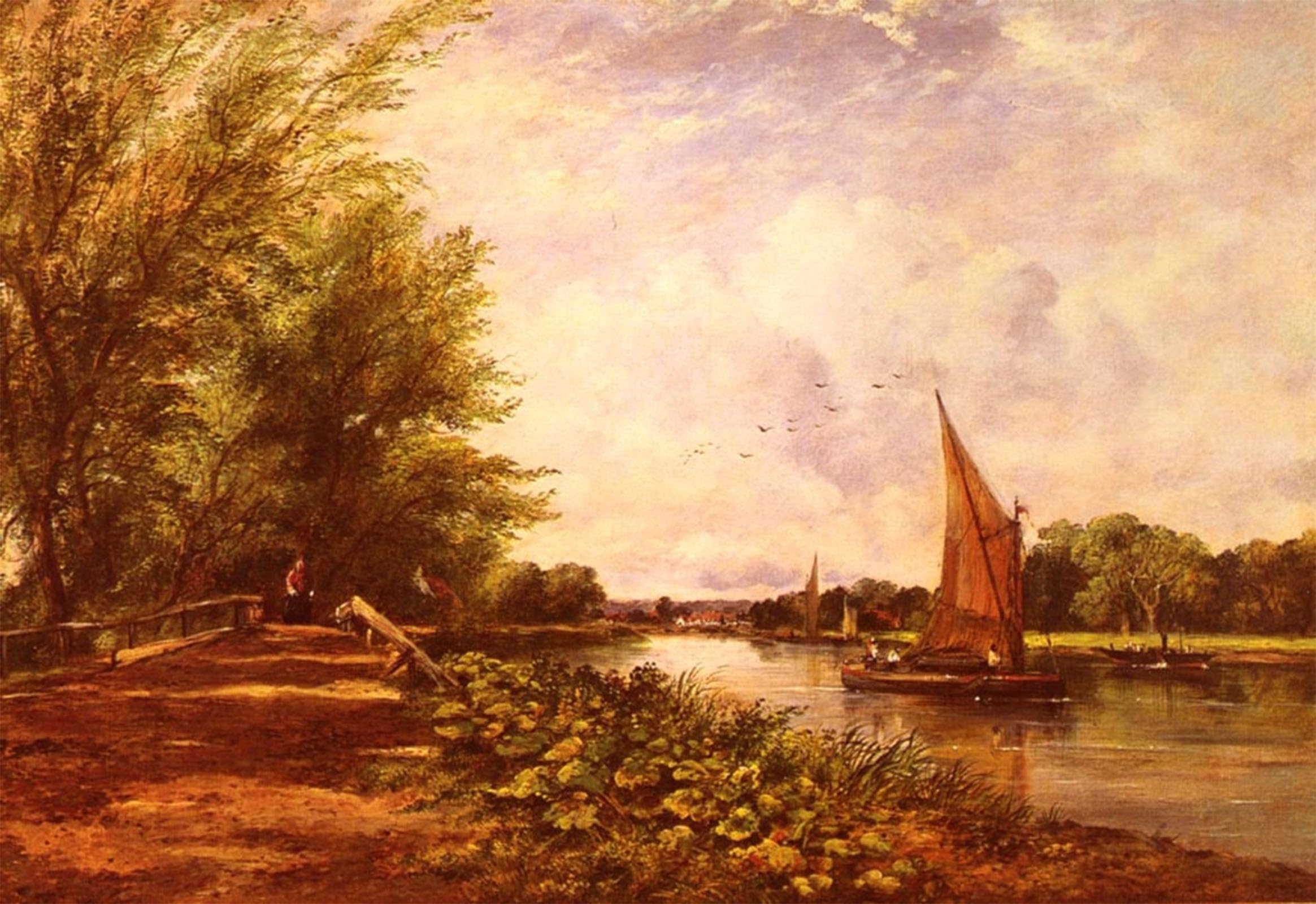 POSTERIIk Vintage Art Print Images Pictures Print the Riverbank by Frederick Waters Watts Modern Colour Posters for Office Home Decor 60x90cm