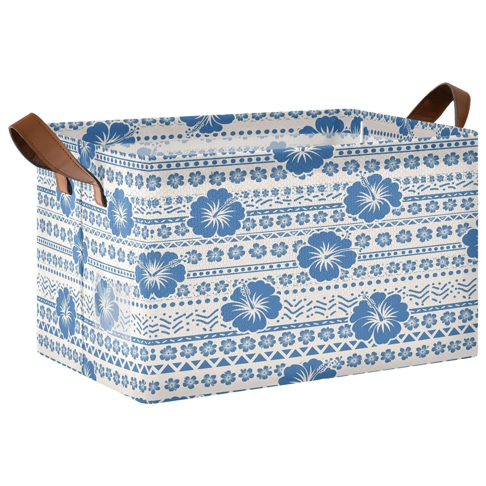 Cgiub Hibiscus Storage Basket Waterproof Foldable Storage Bin Baby Laundry Basket Closet Organiser for Nursery Decor Home Organizing