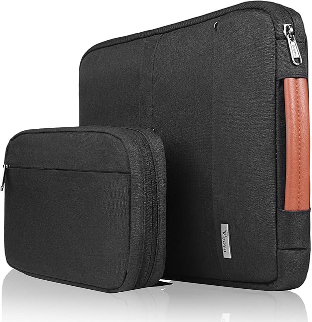 Voova Laptop Sleeve Case 15 15.6 16 Inch with Detachable Accessories Organiser Pouch,360° Protective Computer Bag Cover for for MacBook Pro 15/16,15.6 HP Acer Dell Lenovo Asus Notebook,Black