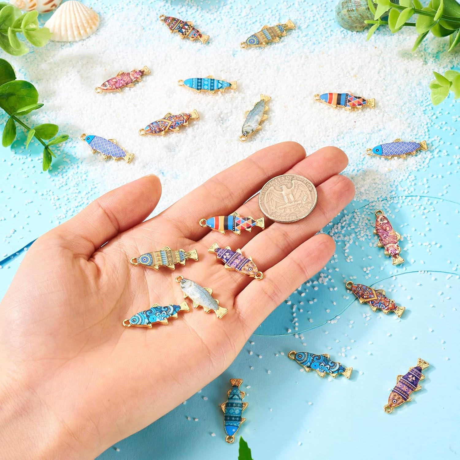 20Pcs Fish Charms Enamel Colorful Ocean Theme Fish Animal Charms Marine Fish Pendants for Jewelry Making Bracelets Earrings Necklace Keychains Hanging Decorating 10 Colors - Image 6