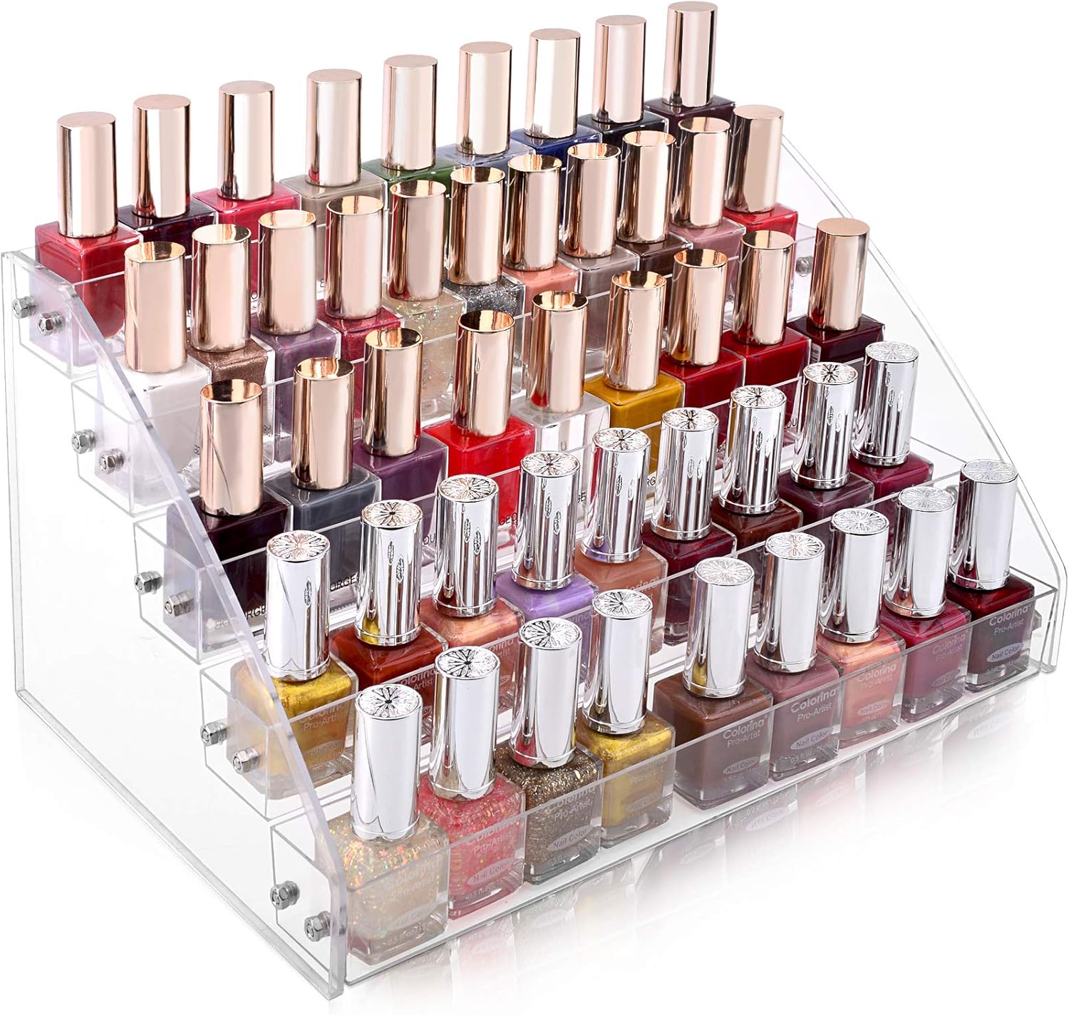 5 Layer Nail Polish Rack Tabletop Display, Stand Holds Up to 75 Bottles, Acrylic 5 Tier Essential Oils Holder, 12.4" x 8.4" x 6.6"