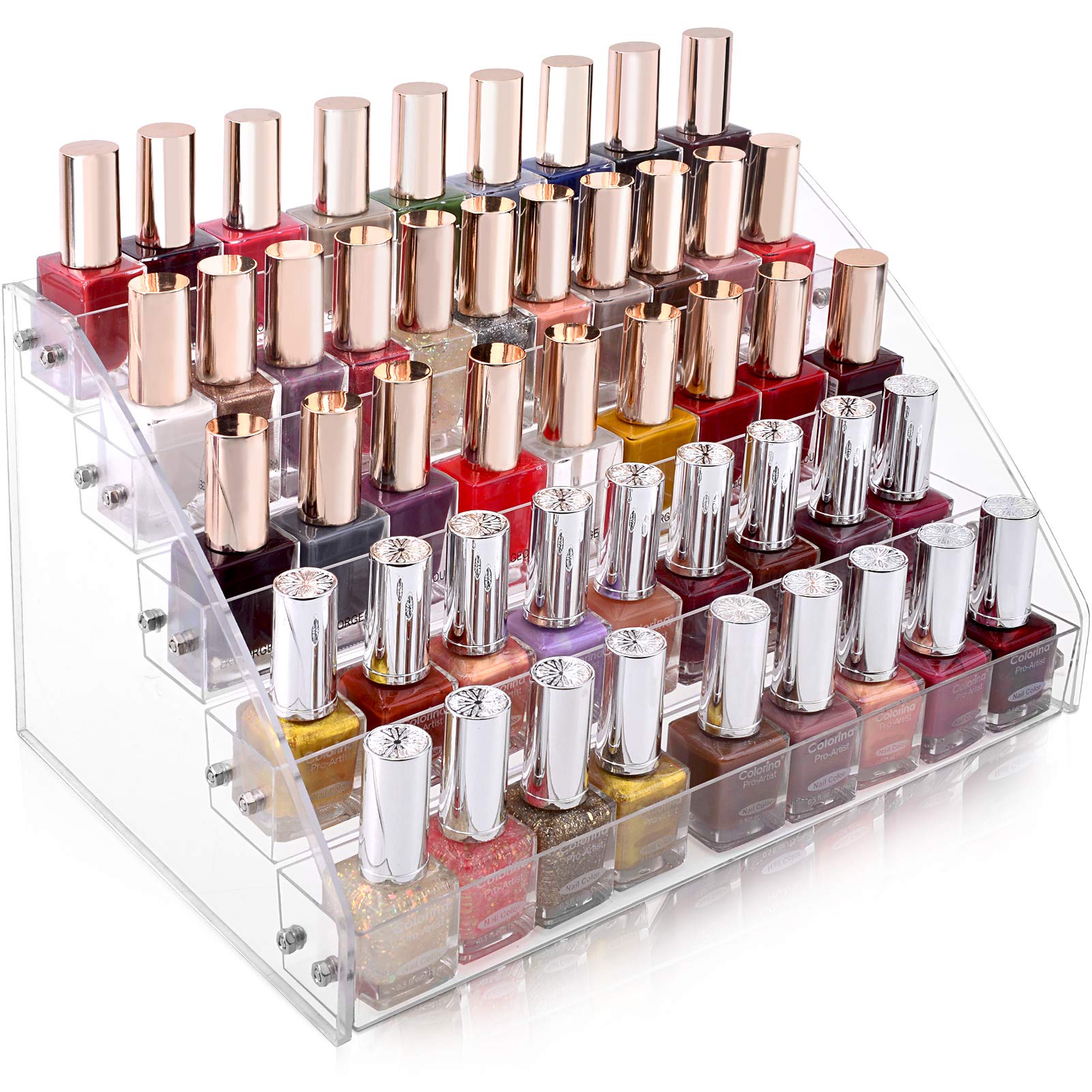InnSweet 5 Layer Nail Polish Rack Tabletop Display, Stand Holds Up to 75 Bottles, Acrylic 5 Tier Essential Oils Holder, 12.4" x 8.4" x 6.6"