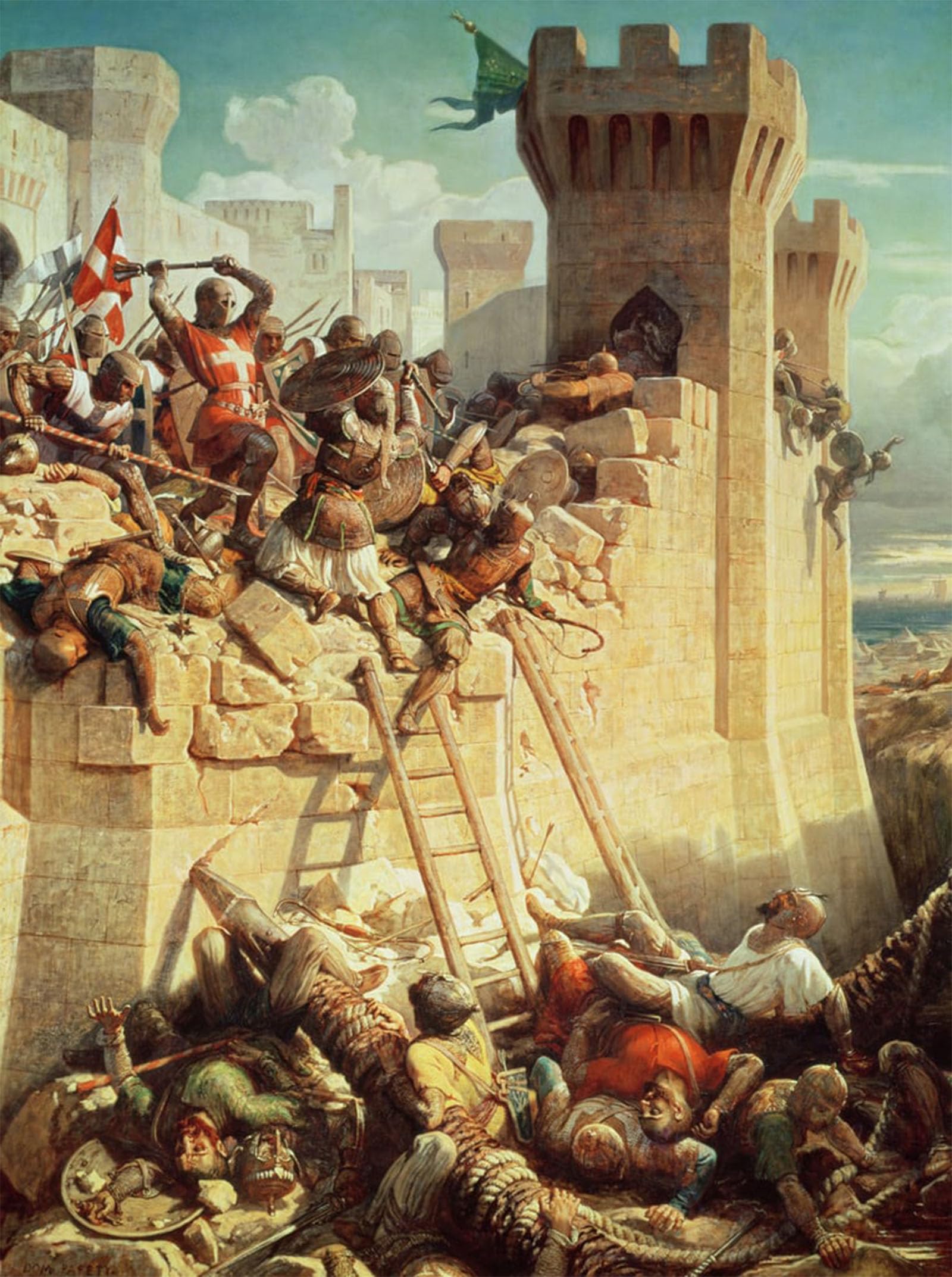 ARTXLXXBN Famous Print Painting Colorful Art Print Guillaume De Clermont Defending Ptolemais in by Louis Papety Canvas Art Decorations for Home Decor 60x90cm