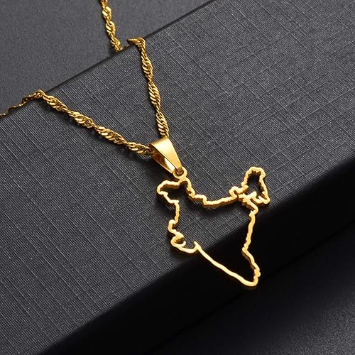 Miniatura 3 de YUANYIRAN Collar de bandera de mapa de la India Diseño de contorno de hip hop de moda campestre con dije de mapa de la India collares clásicos de