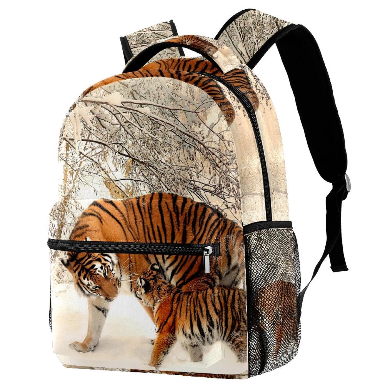 Zaino scolastico per uomini e donne, bella tigre che cammina sulla neve, borsa per computer portatile, leggera borsa per computer portatile, zaino casual per libri