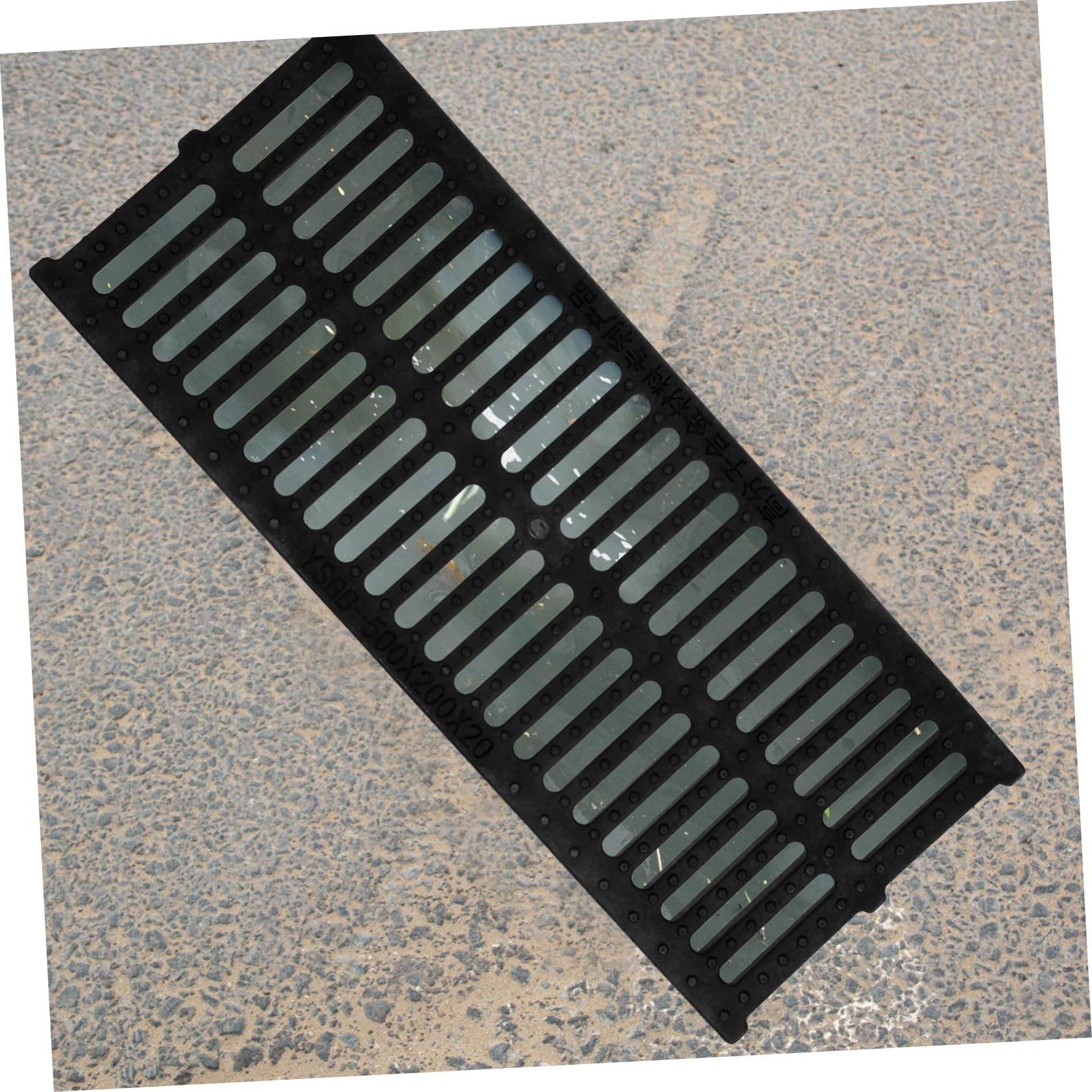 Wymienna pokrywa kanalizacyjna z żywicy, 500 x 200 x 20 mm, plastikowy ruszt odpływowy do drenażu zewnętrznego, profesjonalny ruszt do wykopów do kuchni i użytku miejskiego, wytrzymała ochrona