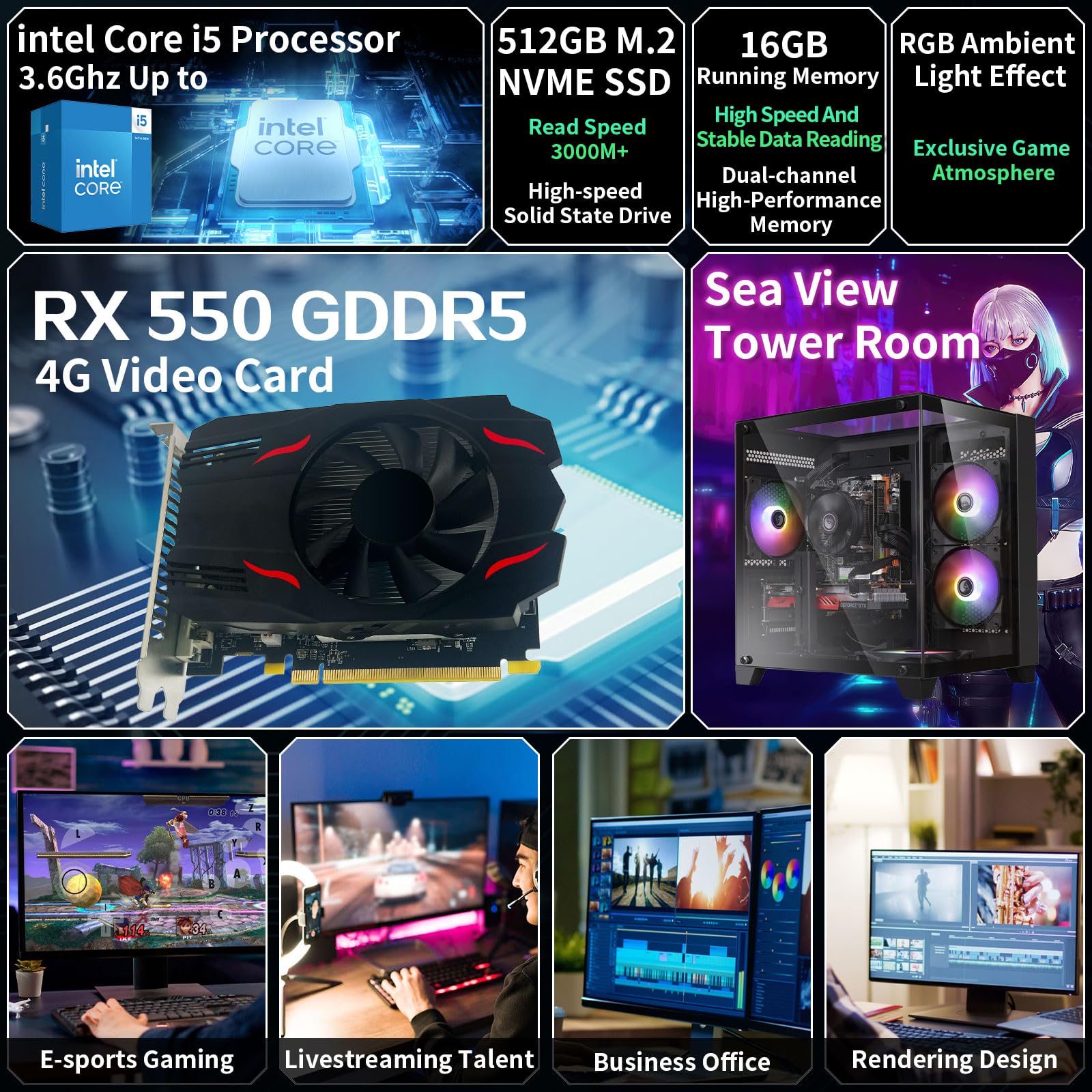 Amazon.co.jp: あらかじめ構築されたゲーミングPCデスクトップ、Intel