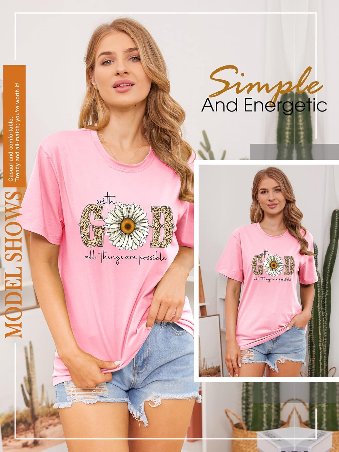 Christian Shirts for Women Faith Religious Sayings T Shirt Vintage Bible Verse Inspirational Short Sleeve Tee Tops - Image 4