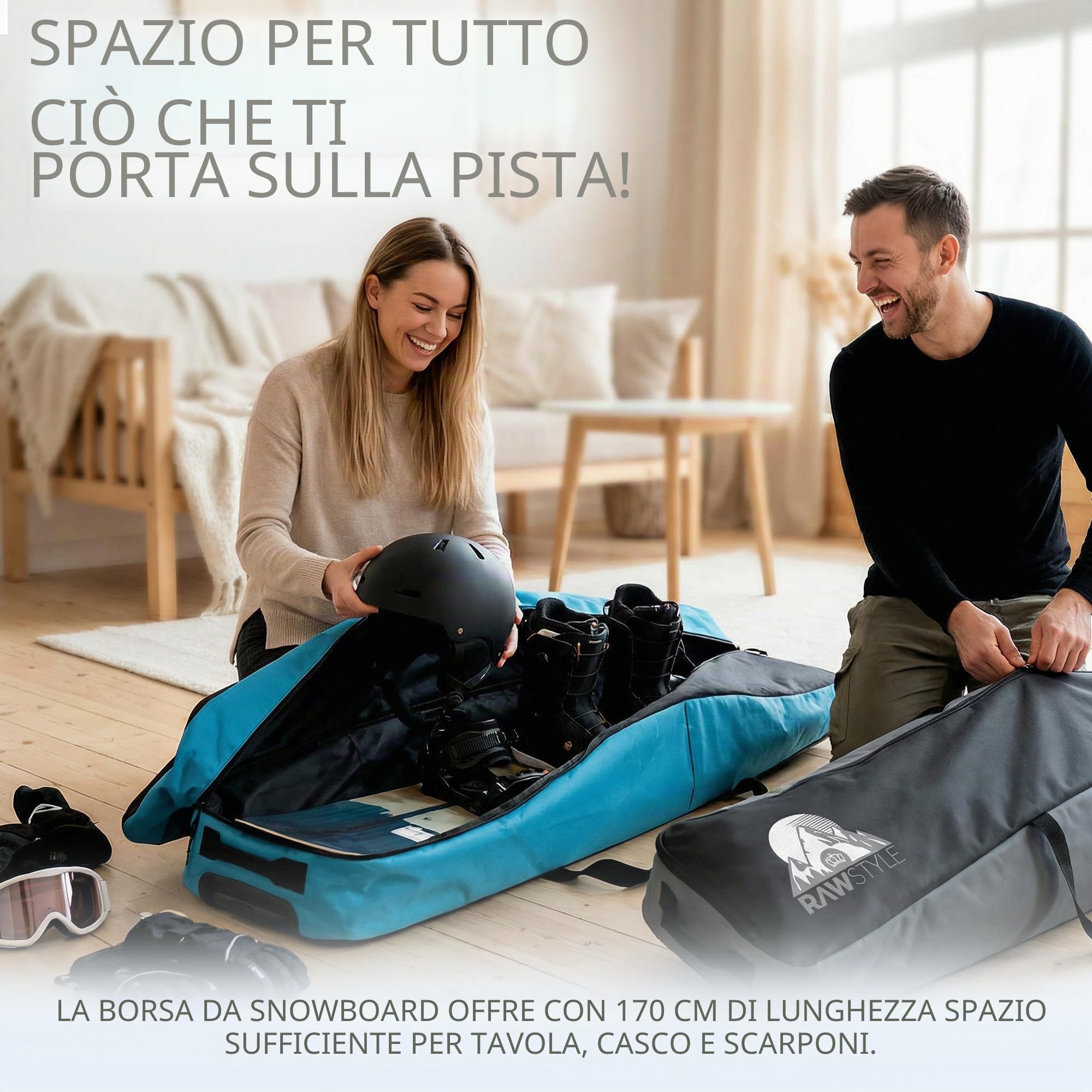 Rawstyle - Borsa per snowboard, 170 cm, XXL