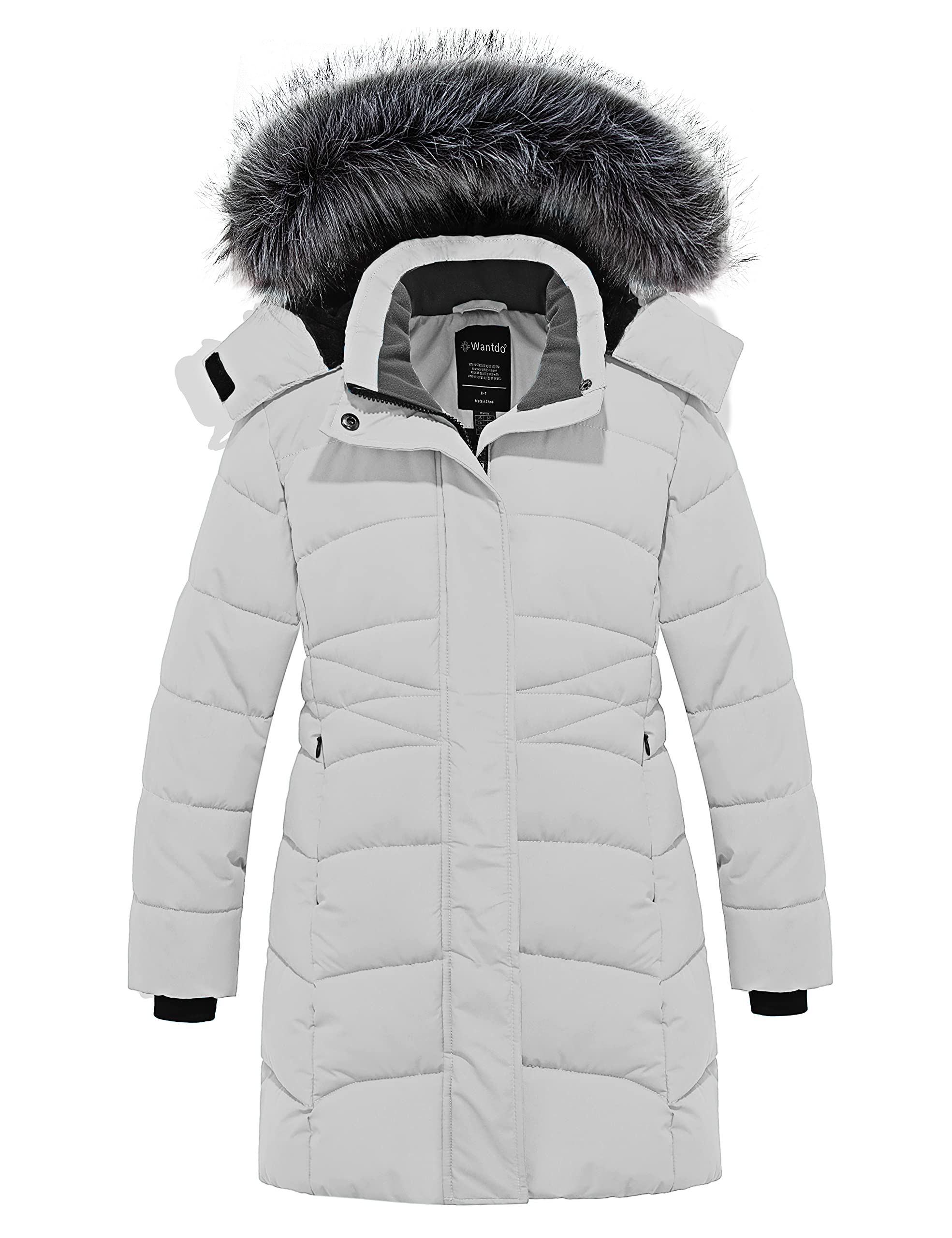 wantdo girls' winter coats long puffer jacket fleece jacket with hood