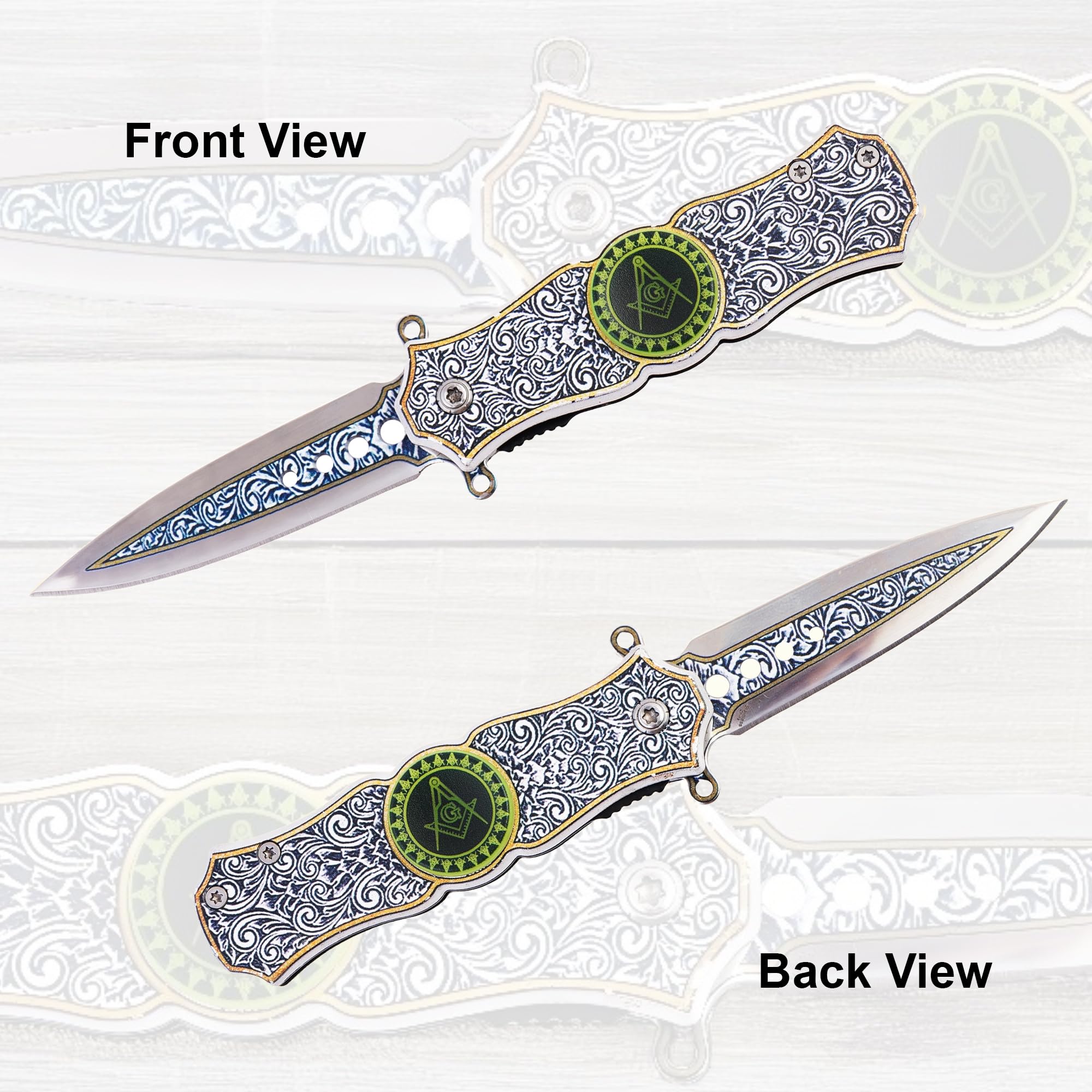 Masonic Folding Knife with Fidget Spinner, Crafted, Durable Tool with Engraved Masonic Emblems for Everyday Use, Ceremonial Purposes, & Collectors, Craftsmanship Practical Design (Camo)