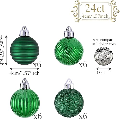 Miniatura 3 de Valery Madelyn Juego de adornos decorativos para árbol de Navidad para decoración de Halloween del 4 de julio, 24 unidades, adornos verdes